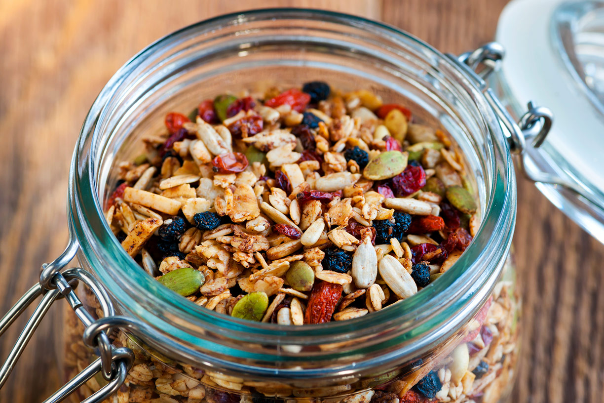 nuts and berries in a jar