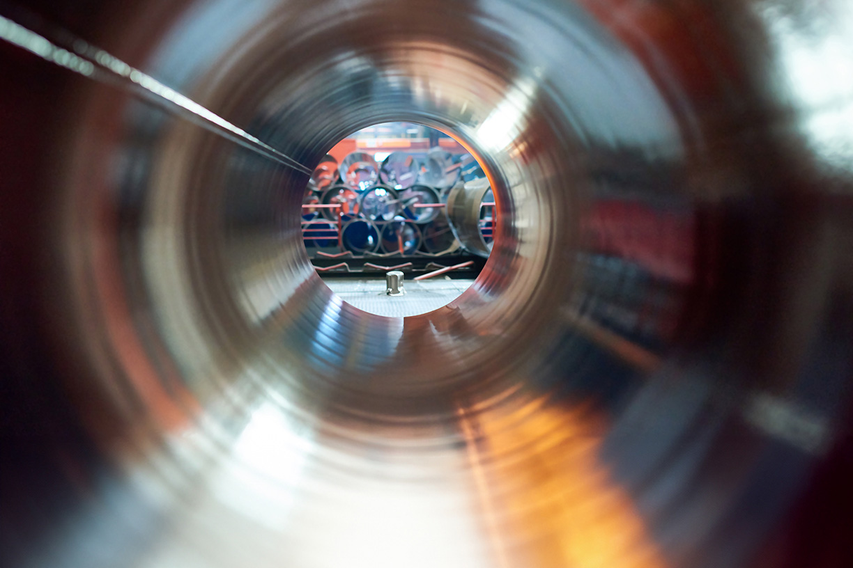 View looking through industrial pipe