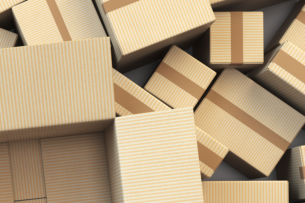 striped cardboard boxes