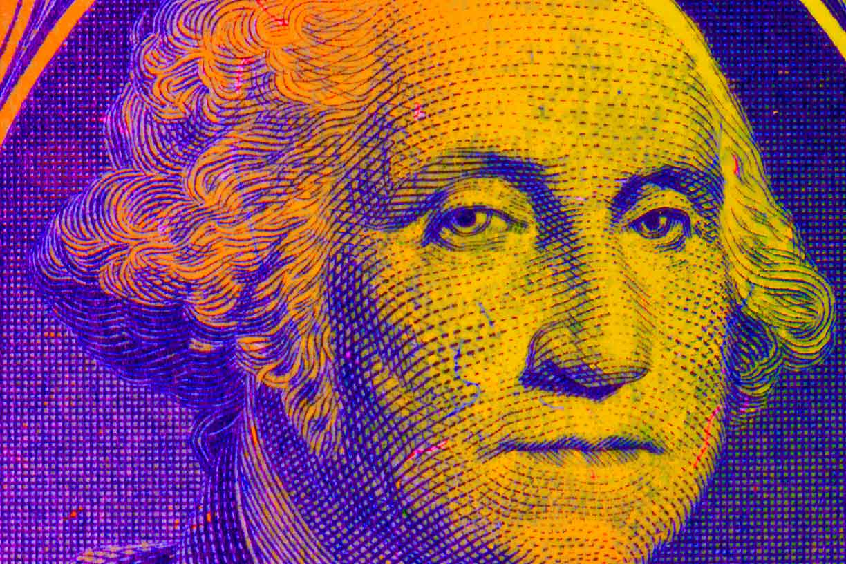 colorized Washington from US currency