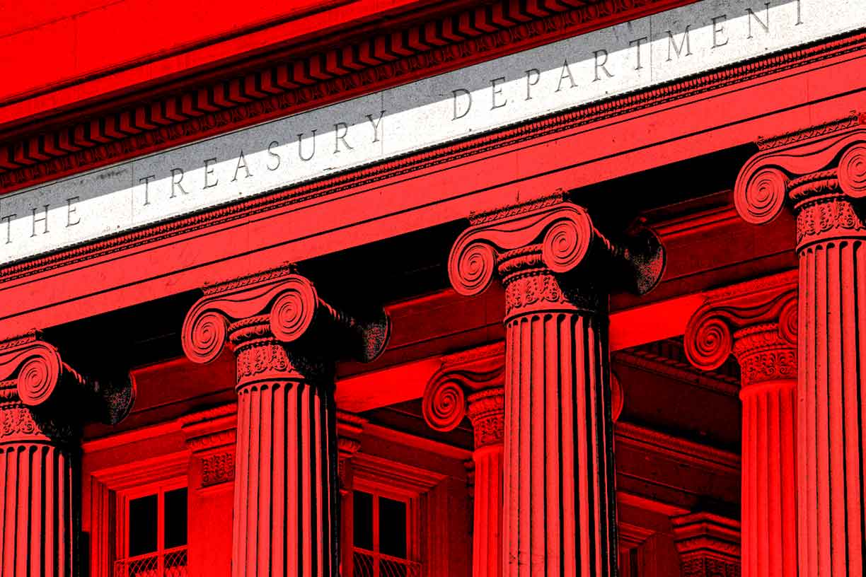 Treasury Department colorized red