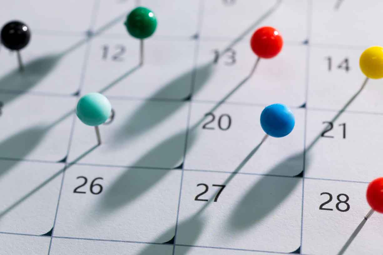 pins on calendar dates