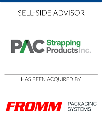 tombstone - sell-side transaction PAC Strapping Products FROMM Holding AG logo