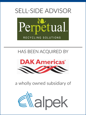 tombstone - sell-side transaction Perpetual Recycling Solutions Dak Americas Alpek logo